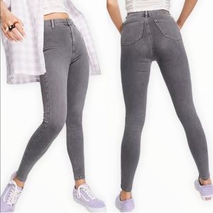 Topshop Moto Joni High Rise Distressed Grey Jeans W30